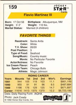 1992 Jockey Star #159 Flavio Martinez III Back